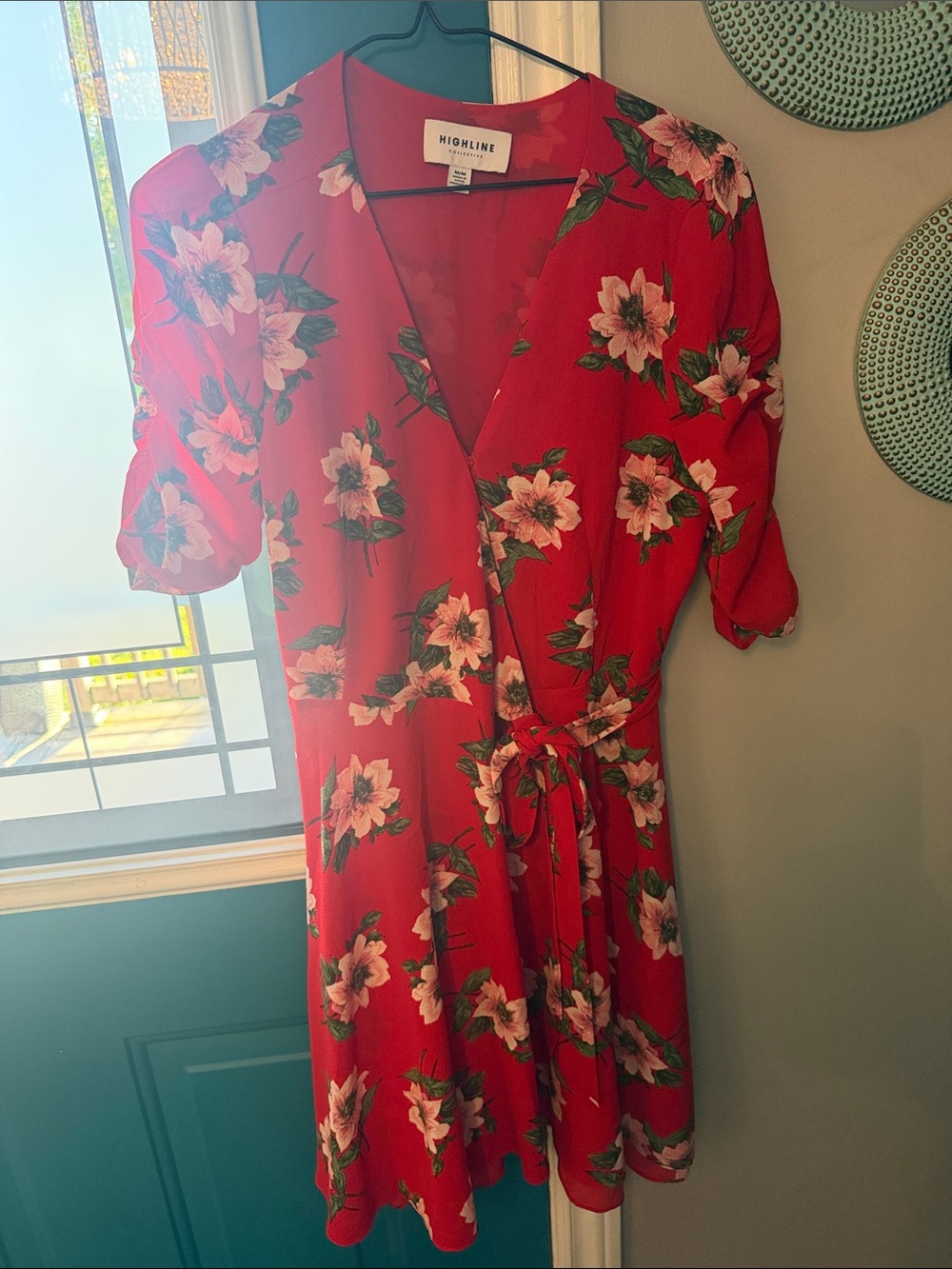 Highline Red Floral Tie-Waist Mini Dress
